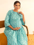 Sea Green Cotton Floral Printed Kurta with Palazzo